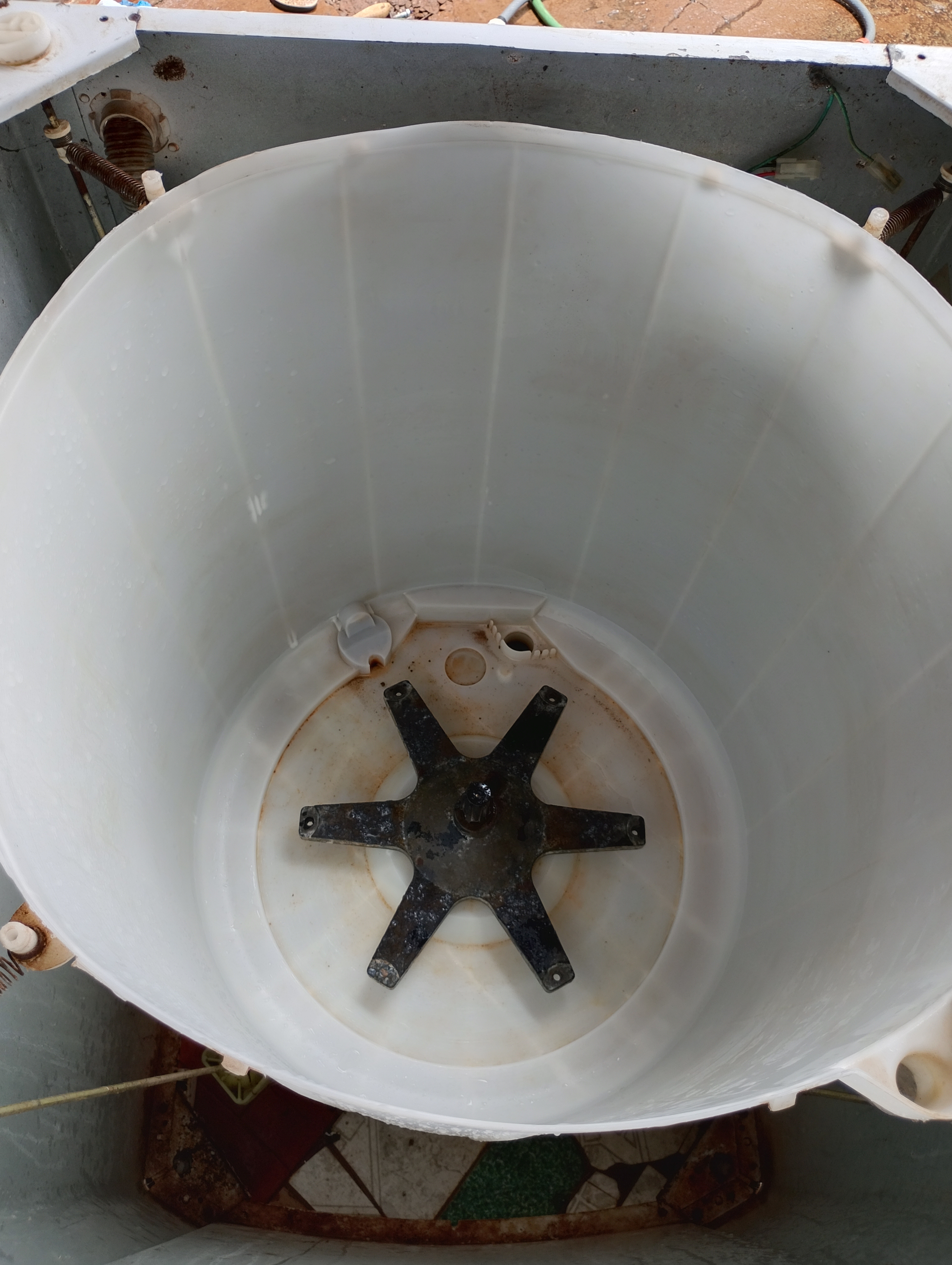 Interior máquina de lavar aberta